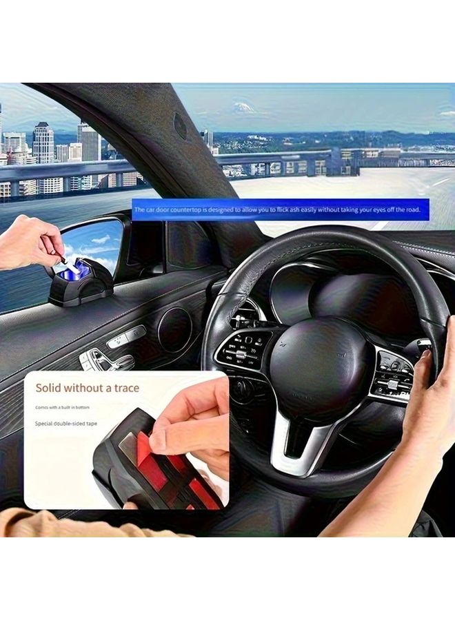 Black Windproof Car Door Mount Ashtray Spill Proof Universal Fit Durable - Image 4